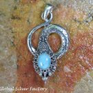 Silver and Turquoise Coiled Snake Pendant SP-784-KT