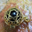 Gold Plated Silver Star of David Chime Ball Pendant GPB-102-KT