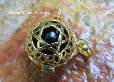 Gold Plated Silver Star of David Chime Ball Pendant GPB-102-KT