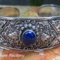 Large Sterling Silver & Lapis Lazuli Bali Hammered Cuff Bangle SBB-447-KA