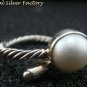 Rope Design Sterling Silver & Pearl Ring RI-460-NY