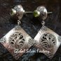 Ornate Sterling Silver & Peridot Bali Designer Earrings ER-674-KT