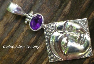 Sterling Silver and Amethyst Kwan Yin Pendant SP-760-KT
