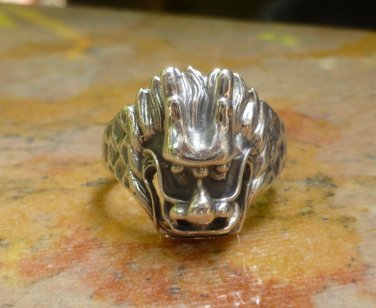 Sterling Silver Lion Head Mens Ring, Unisex Ring SR-214-KA