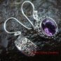 Sterling Silver Oval Amethyst Bali Earrings ER-607-KT