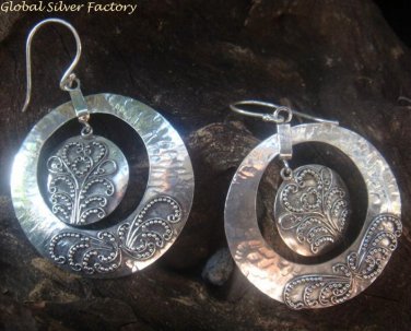 Large Sterling Silver Bali Dangle Earrings SE-242-KT