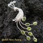 Silver Peacock & Peridot Brooch BC-127-KT