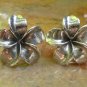 Sterling Silver Frangipani Plumeria Stud Earrings SE-253-KA