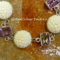 Silver and Amethyst Carved Bone Flower Bracelet BB-100-KT