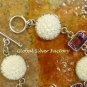 Silver and Amethyst Carved Bone Flower Bracelet BB-100-KT