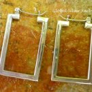 Sterling Silver Rectangle Hoop Earrings SE-256-KA