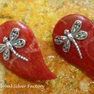Red Coral Dragonfly Earrings in Sterling Silver ER-785-KT