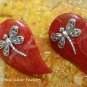 Red Coral Dragonfly Earrings in Sterling Silver ER-785-KT
