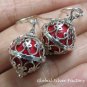 Sterling Silver Red Chime Ball Earrings CBE-156-KT