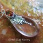 Silver and Synthetic Rose Quartz Teardrop Pendant SJ-228-KA