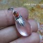 Silver and Synthetic Rose Quartz Teardrop Pendant SJ-228-KA