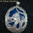 Silver and Blue Agate Dragon Pendant SP-717-KA