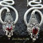 Silver Garnet Snake Earrings ER-567-NY