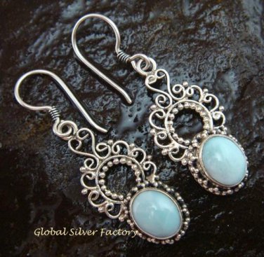 925 Silver Bali Design Larimar Earrings ER-570-NY