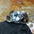 Silver and Topaz Leaf Design Gemstone Ring RI-501-KT