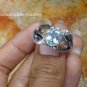 Silver and Topaz Leaf Design Gemstone Ring RI-501-KT