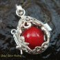 Red Flower Leaf Harmony Ball Pendant HB-324-KT
