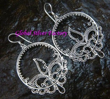 Sterling Silver Filigree Bali Earrings w/ Beads & Tribal Pattern SE-192-KT