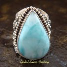 Large Silver & Larimar Gemstone Ring RI-312-KT