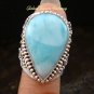 Large Silver & Larimar Gemstone Ring RI-312-KT