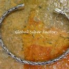 Sterling Silver 5mm Braided Design Cuff Bangle Bracelet SBB-430-KA