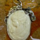 Sterling Silver and Blue Topaz Lady Cameo Pendant BP-176-KT