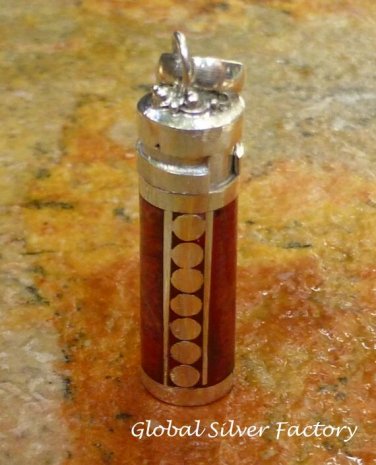 Sterling Silver Red Coral Cremation, Perfume Pendant PP-163-KT