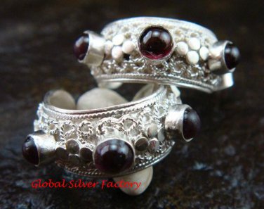 Gorgeous 925 Silver Bali Design Garnet Earrings ER-595-NY