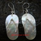 Unique 925 Silver MOP Beach Sandal / Slipper Earrings ER-620-KT