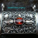 Handcrafted 925 Silver Bali Locket Pendant w/Garnet LP-190-KT