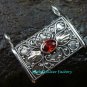 Handcrafted 925 Silver Bali Locket Pendant w/Garnet LP-190-KT