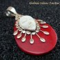 925 Sterling Silver Moon Face & Coral Pendant GDP-1182-KT