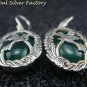 Sterling Silver & Green Agate Carved Bird Earrings ER-721-KA