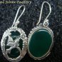 Sterling Silver & Green Agate Carved Bird Earrings ER-721-KA