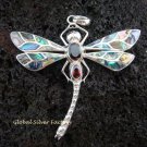 925 Silver Garnet & Paua Shell Dragonfly Pendant BC-132-KT