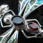 925 Silver Garnet & Paua Shell Dragonfly Pendant BC-132-KT