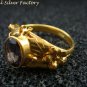 Flower Leaf Amethyst Gold Plated Ring GPR-133-NY