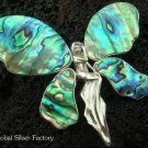 925 Silver Paua Shel Angel Brooch Pendant BC-122-KT