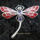 925 Silver Amethyst & Red Coral Dragonfly Pendant BC-133-KT