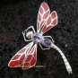 925 Silver Amethyst & Red Coral Dragonfly Pendant BC-133-KT