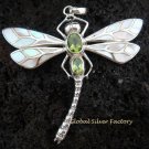 925 Silver Peridot & White Shell Dragonfly Pendant  BC-134-KT