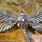 Silver and Mixed Gemstone Dragonfly Brooch BC-180-KA
