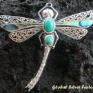 925 Silver Dragonfly Shell & Turquoise Brooch BC-111-PS