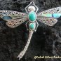 925 Silver Dragonfly Shell & Turquoise Brooch BC-111-PS