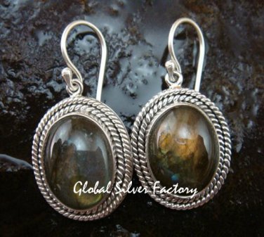 Labradorite Earrings w Braided Sterling Silver Design ER-665-KT
